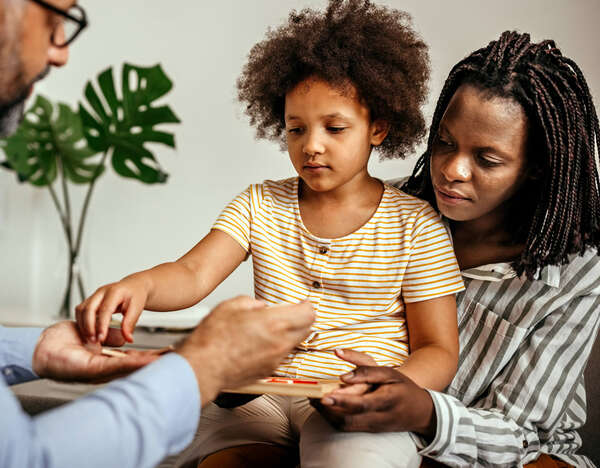 Child takes part in assessment game